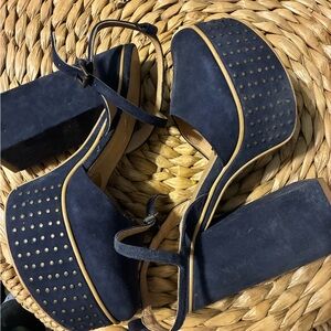 Free People Dark Blue Studded Platform Sandals